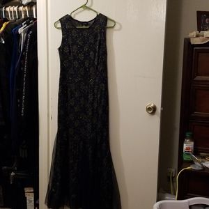 New Year's Eve Perfect Blue and Gold evening gown